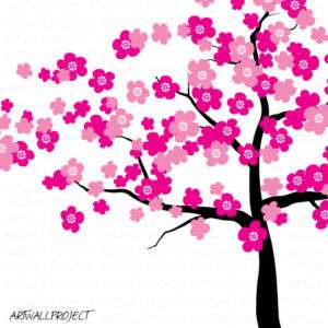 Wall Decal   Wind Blowing Cherry Blossom Tree  