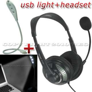 PC COMPUTER USB LED LAMP HEADSET MIC HEADPHONE EARPHONE  