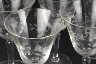 42pc Lot Floral Etched Glass Assorted Glasses Stemware  