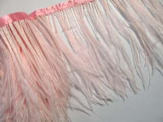 Fj6 4 6 Pink Ostrich feather fringe Trim per Feet  