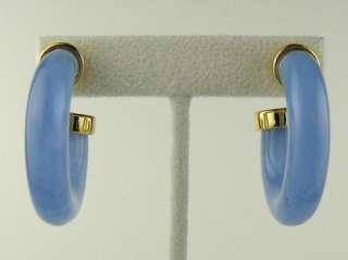   Jay Lane Blue Lapis Polished Gold Pierced Hoop Earrings FREE US SHIP