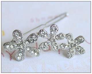 cute rhinestone crystal flower hair clip pin hair accessories  