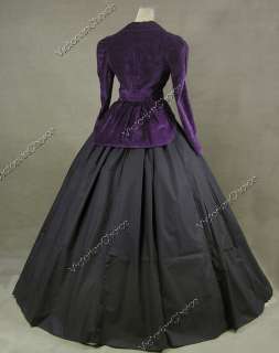 Civil War Victorian Velvet Day Dress Ball Gown 166 M  