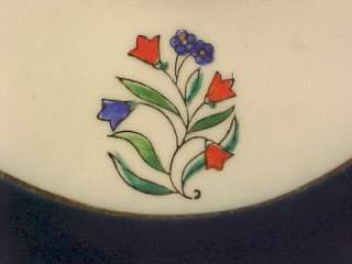 RED & BLUE TULIPS PORCELAIN COOKIE or CAKE PLATE Japan  