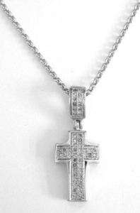 Sterling Silver Diamond Cross Necklace Pendant .16ct  