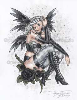Fatal Rose Pinup Angel Fairy Gothic PRINT DELPHINE art  