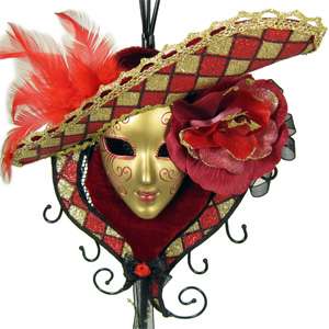 Red Venetian Mask Earring Holder jewelry organizer 17H  