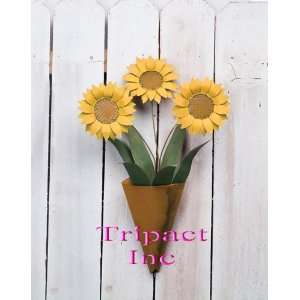   : 24 Metal Home Décor Rustic Sunflower Wall Pocket: Home & Kitchen