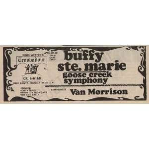  Van Morrison Buffy Sainte Marie Troubadour Gig Ad 1970 
