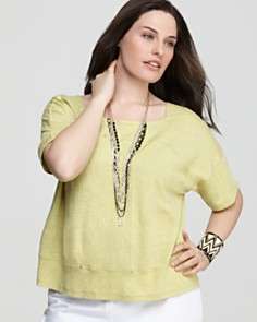 Eileen Fisher Plus Size Studded Linen Boxy Top