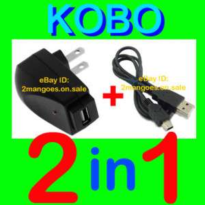 KOBO WIRELESS eREADER★WALL HOME MAINS CHARGER+USB CABLE  