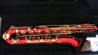 High quality Red Baritone Saxophone Eb Bari Sax Low a~High F#Key new 