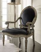 Old Hickory Tannery Turquoise Leather/Toile Chair   