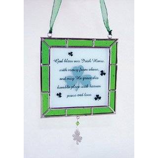 Irish Suncatcher Stained Glass Plaque Ornament with an Irish Blessing