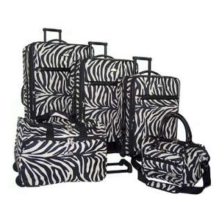 American Flyer 5 pc. Zebra Luggage Set