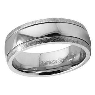 Comfort Fit Diamond Cut Stainless Steel Wedding Band 11  