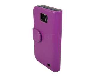 PURPLE Flip Book Wallet Case Cover Pouch Bag For Samsung Galaxy S2 