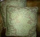 Fortuny Designer Pillows Gold Metallic Cotton Fabric 2 Mint Green New