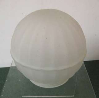 Vtg. Frosted 5 Inch Round Ribbed Glass Lamp Light Globe Shade  