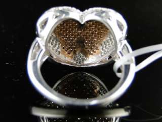 WHITE GOLD FINISH LADIES 2 TONE DIAMOND BUTTERFLY RING  
