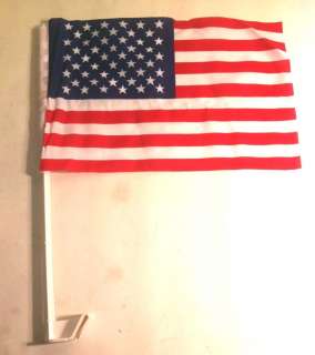 LOT ONE DOZEN USA American Flags for Car Window 14 by 9 Pole 17 