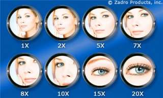 Zadro LED Lighted Travel Make Up Adjust Mirror 1X 10X  