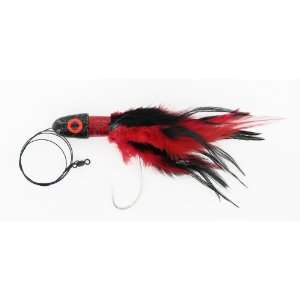  T&M Jigs 3oz Rigged Feather  Black/ Red #RF3BR Sports 