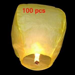  100 Pack Fire Sky Lantern Flying Paper Wish Balloon Yellow 