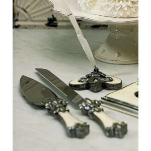  Decorative Fleur De Lis Cake Serving Set: Kitchen & Dining