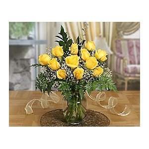 Golden Yellow Bouquet with Vase  Grocery & Gourmet Food