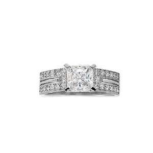   White Gold, Ladys Engagement Ring Princess Cut Created Gems Jewelry