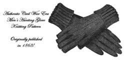Glove Pattern Civil War Mans Hunting Gloves Knit 1863  