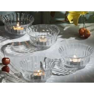   COLLECTION 4 PIECE OPTIC GLASS BOWL/ VOTIVE HOLDERS: Home Improvement