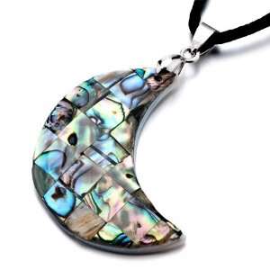   Genuine Abalone Shell Crescent Pendant Necklace: Pugster: Jewelry