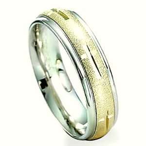 00 Millimeters Two Tone Gold Wedding Band Ring 14Kt Gold with Cross 