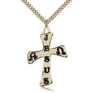 Gold Filled Cross Medal Pendant 1 3/4 x 1 1/8 Inches 6062GF  Comes 