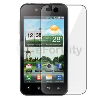 Black TPU Rubber Skin Case+Clear Screen Protector For LG Marquee LS855 