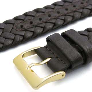 Apollo Leather Watch Strap Band 20mm Plaited Brown  