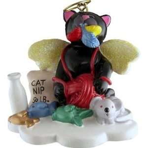  Kitty Cat Black Angel Christmas Ornament 2 1/2 inches Tall 