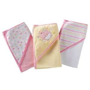  Baby Girl (3 Pack) Hooded Bath Towels 26x30 Baby