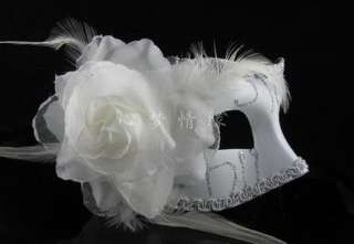 New White Rose Venetian Costume Masquerade Cosplay Fancy Ball Party 