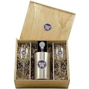  Washington UW Huskies Boxed Wine Set with Pewter Emblems 