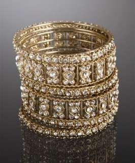 Chamak by Priya Kakkar set of 6   gold and crystal bangles   