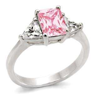    THREE STONE CZ RING   Pink & White Cubic Zirconia Ring Jewelry