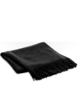 Kashmere black cashmere plain fringe throw  
