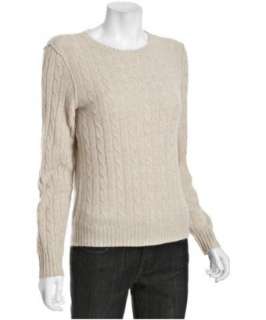 Magaschoni oatmeal cashmere cable knit crewneck sweater   up 