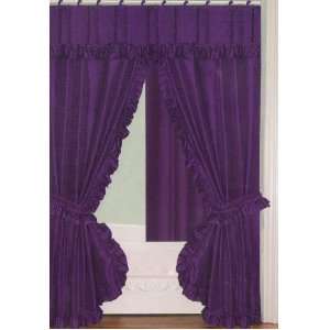  Purple Eggplant Fabric Double Swag Shower Curtain with 