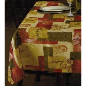  Printed Linen Fabric Tablecloth 60 X 84 Oblong, Hope 