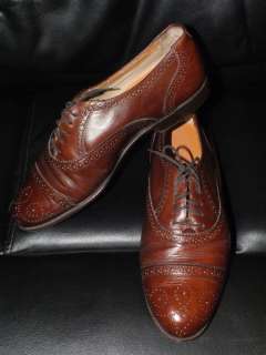 MENS Hanover Brown Oxfords Cap Toe Leather Shoes 9.5 M D Hard To Find 