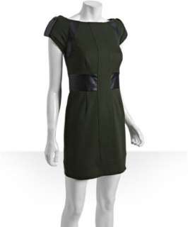   faux leather boat neck dress  
